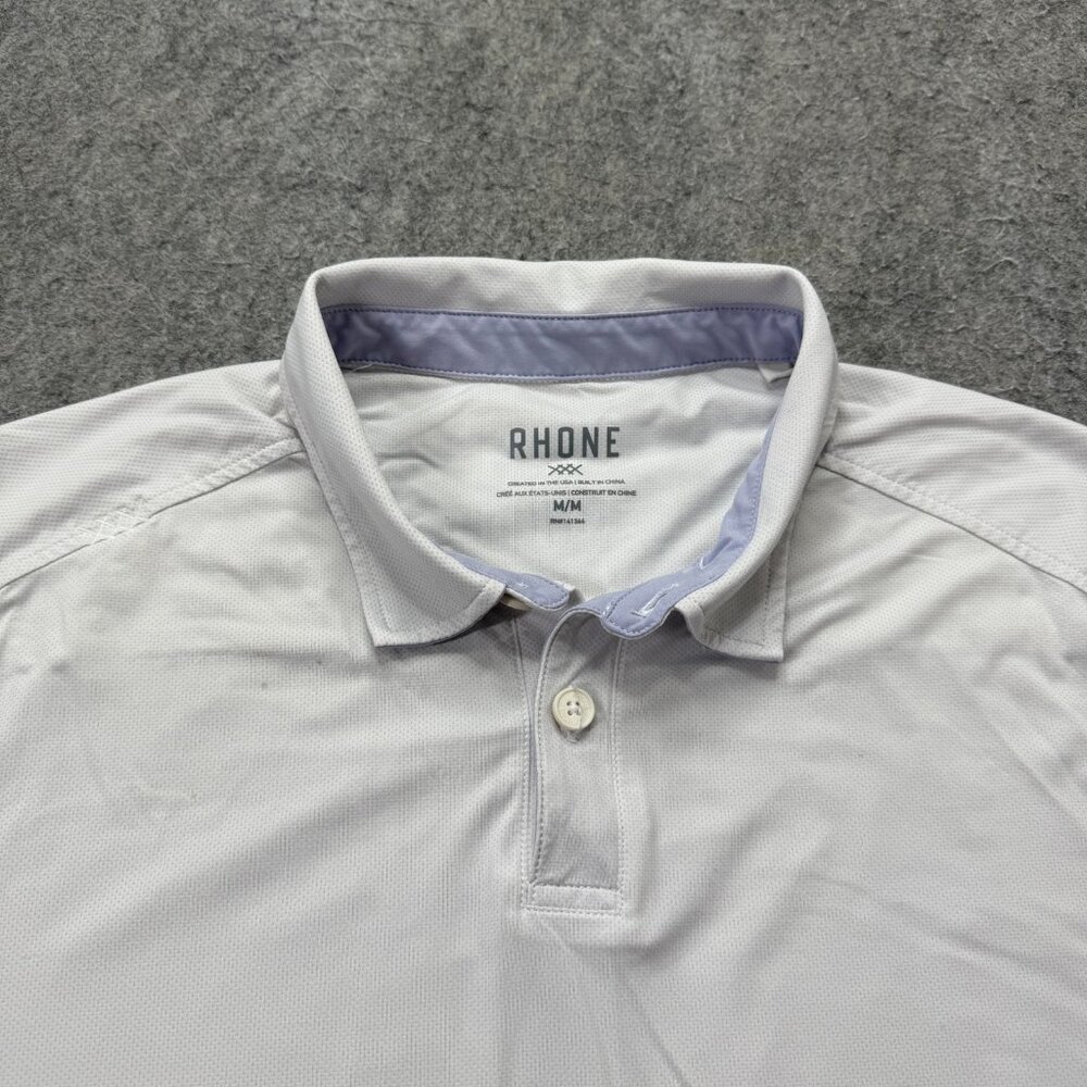 Rhone Polo Shirt Men M White Short Sleeve Nylon Performance Stretch Golf *